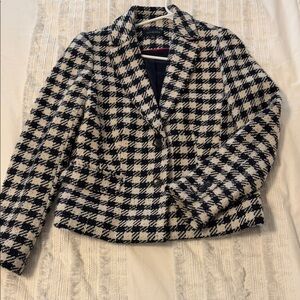 Talbots Navy and White Houndstooth Blazer